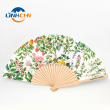 Promotional wooden paper hand fan in custom printed